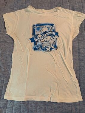 Retro Fox Cream Tee with Blue Virginia Beach Logo Print